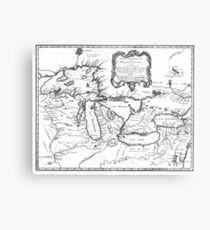Vintage Map of The Great Lakes (1755) BW Metal Print