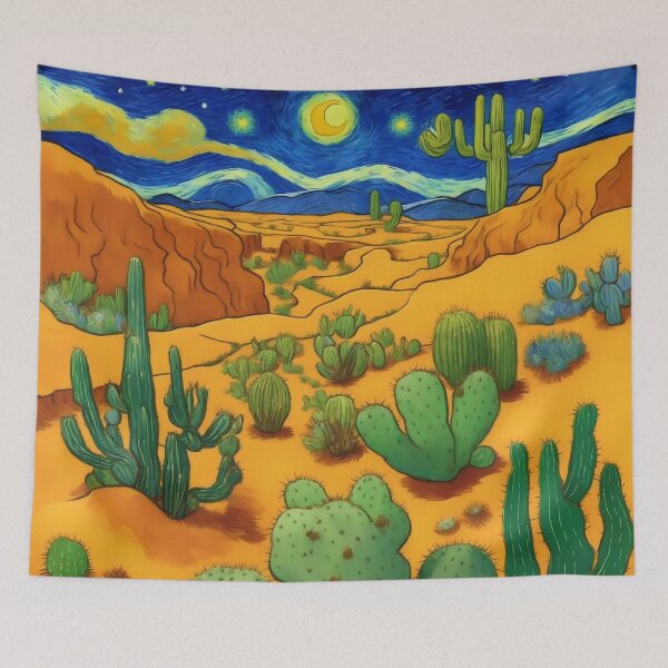 Item preview, Cactuses in the Desert at Night Vincent Van Gogh Style designed and sold by allhistory.