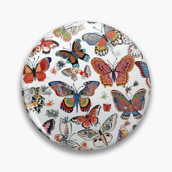 Item preview, Cute Butterflies Flash Sheet Folk Art White Background - Whimsical and Colorful Wall Art designed and sold by CinEmmaDesign.
