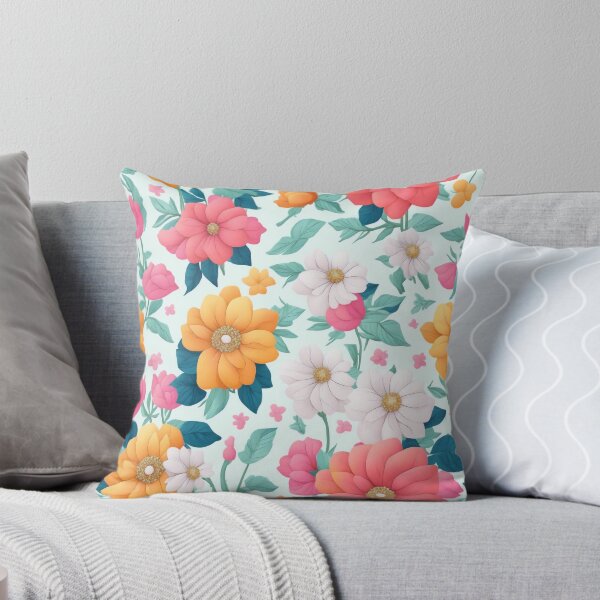 Item preview, orange and red  flowers on a light background pattern designed and sold by jkrphoto.
