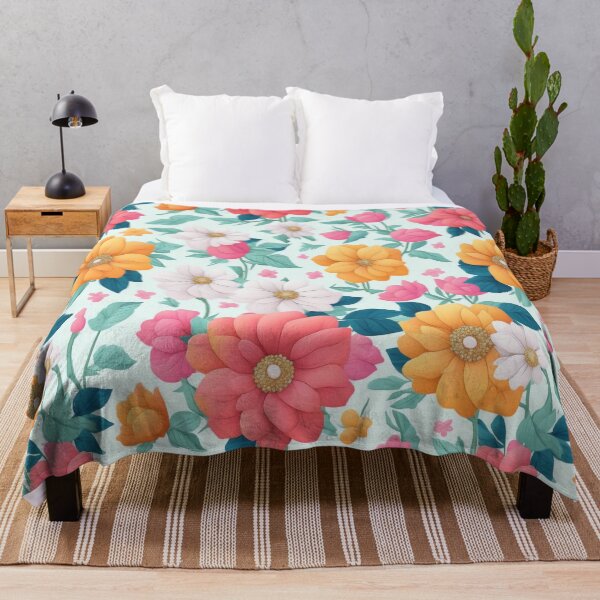 Item preview, orange and red  flowers on a light background pattern designed and sold by jkrphoto.