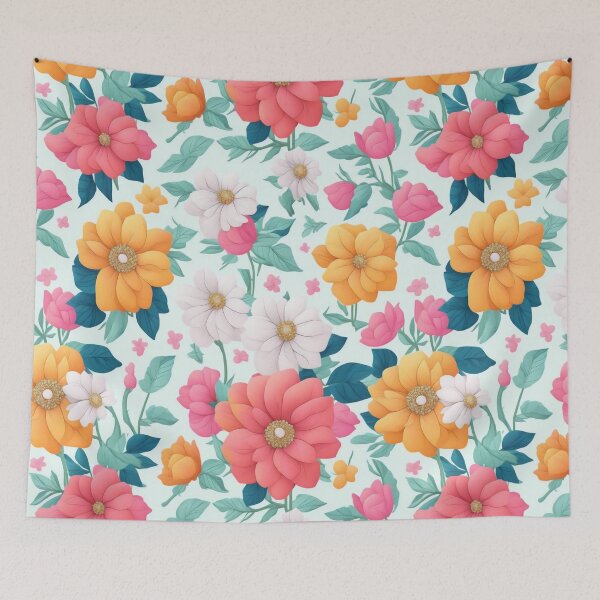 Item preview, orange and red  flowers on a light background pattern designed and sold by jkrphoto.