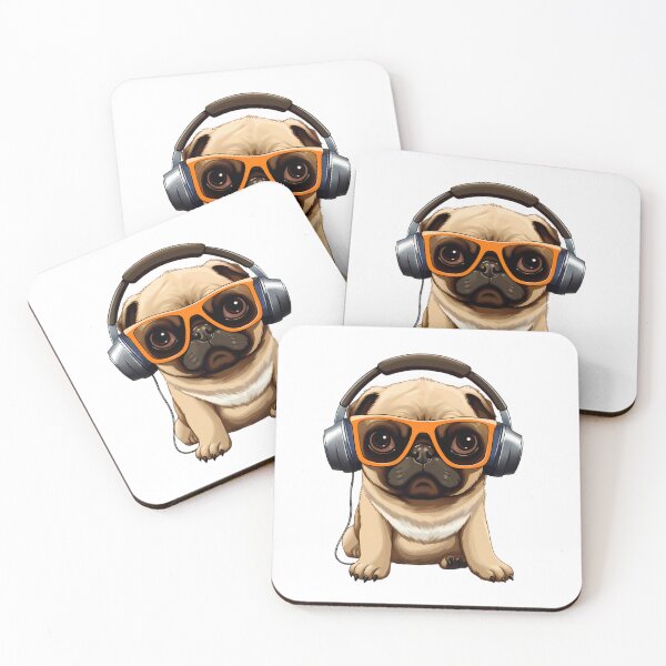 Item preview, Pug Wearing Headphones 1 designed and sold by Jdelgado813.