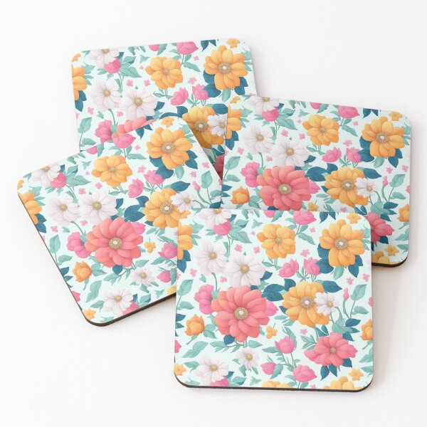 Item preview, orange and red  flowers on a light background pattern designed and sold by jkrphoto.