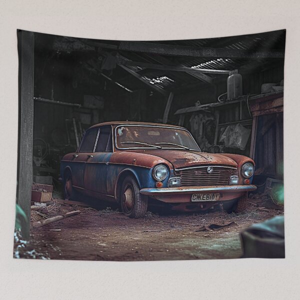 Item preview, Abandoned Rusting Vintage Car - Liminal Space Concept Art designed and sold by liminal-concept.