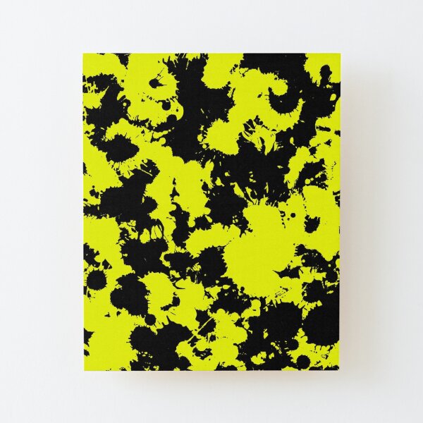 Yellow and Black Paint Splatter | Mounted Print