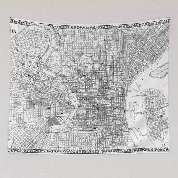 Item preview, Vintage Map of Philadelphia Pennsylvania (1876) BW  designed and sold by BravuraMedia.