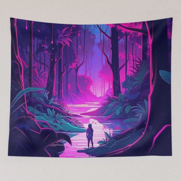 Item preview, Neon Jungle Serenade: Vibrant Anime Art designed and sold by OdysseyArtworks.
