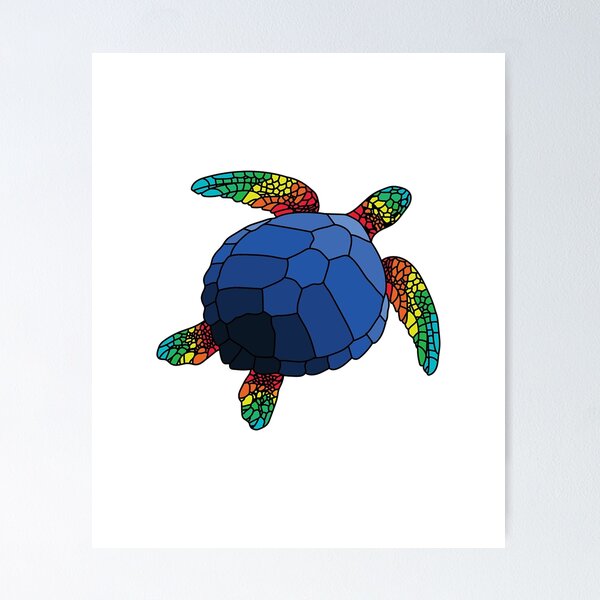 Abstract neon paint splash art turtle animal