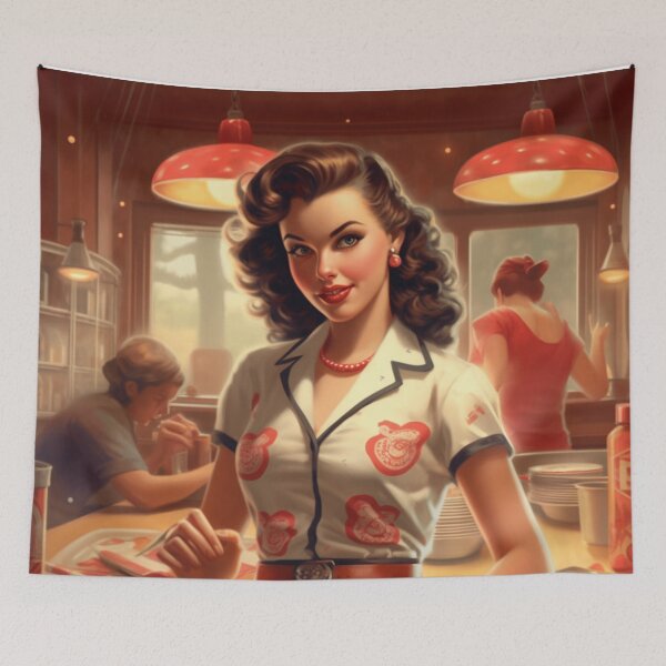 Item preview, A Pin Up Girl at a Restaurant designed and sold by GoodOldVintage.