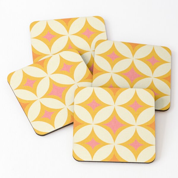 Item preview, 70s groovy Dots Tiles Pink and yellow  designed and sold by susycosta.