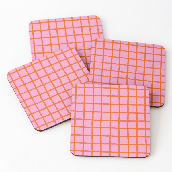Item preview, Hand Drawn Windowpane Check Grid Pattern (orange/pink) designed and sold by Design Minds Boutique.