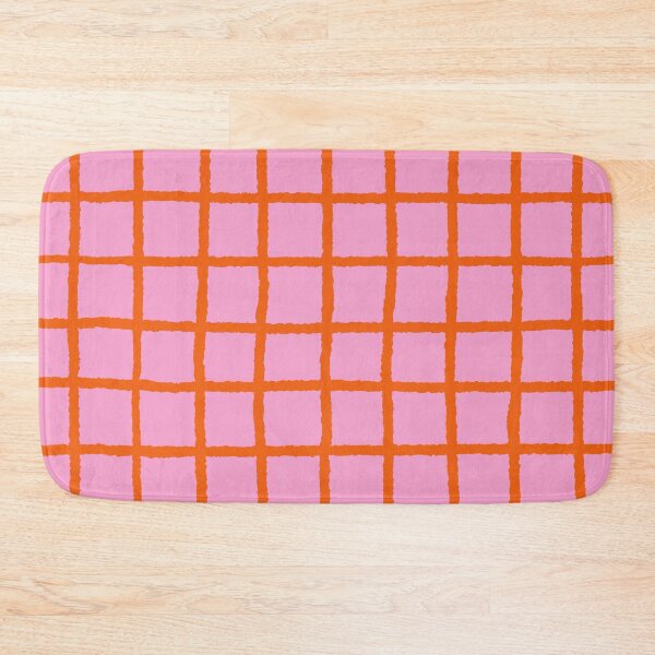 Item preview, Hand Drawn Windowpane Check Grid Pattern (orange/pink) designed and sold by Design Minds Boutique.