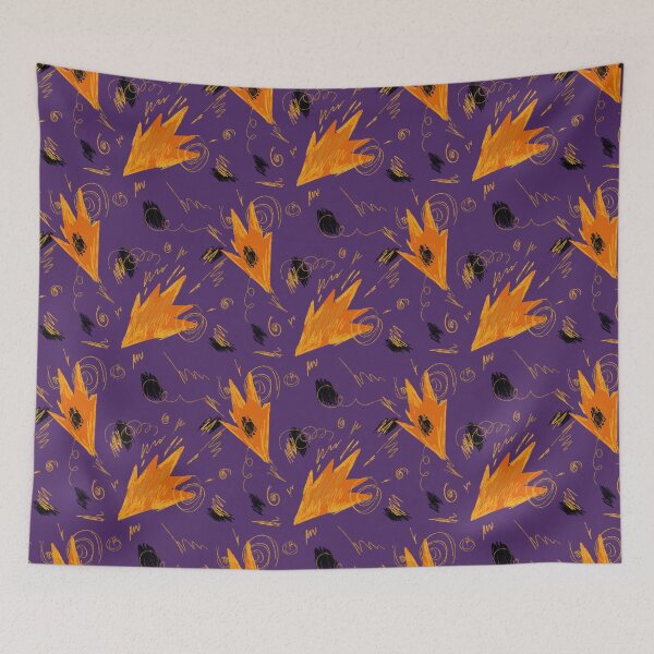 Item preview, Abstract orange fire dynamic funny violet pattern designed and sold by Yana Mustafina | Boho Soulful Designs.