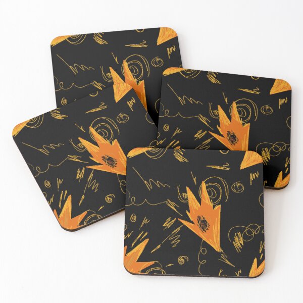 Item preview, Abstract orange fire dynamic funny black pattern designed and sold by Yana Mustafina | Boho Soulful Designs.