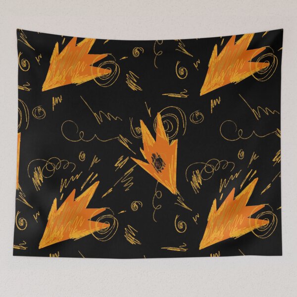 Item preview, Abstract orange fire dynamic funny black pattern designed and sold by Yana Mustafina | Boho Soulful Designs.
