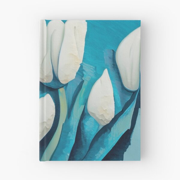 Item preview, White tulips in blue background designed and sold by Nad bica.