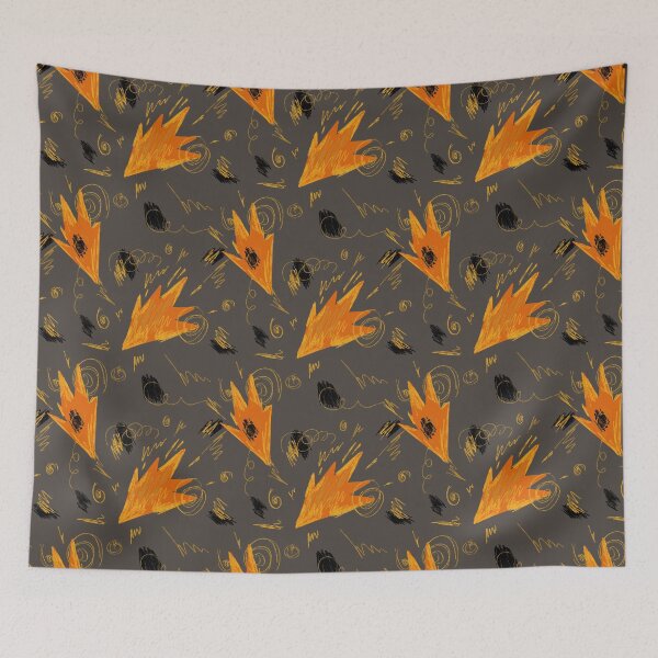 Item preview, Abstract orange fire dynamic funny grey pattern designed and sold by Yana Mustafina | Boho Soulful Designs.