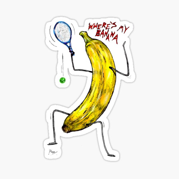Angry Banana Tennis Player Sticker