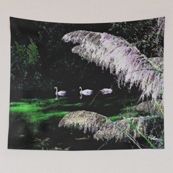 Item preview, SWANS AT PALACE OF FINE ART designed and sold by ArtbyRolleen.