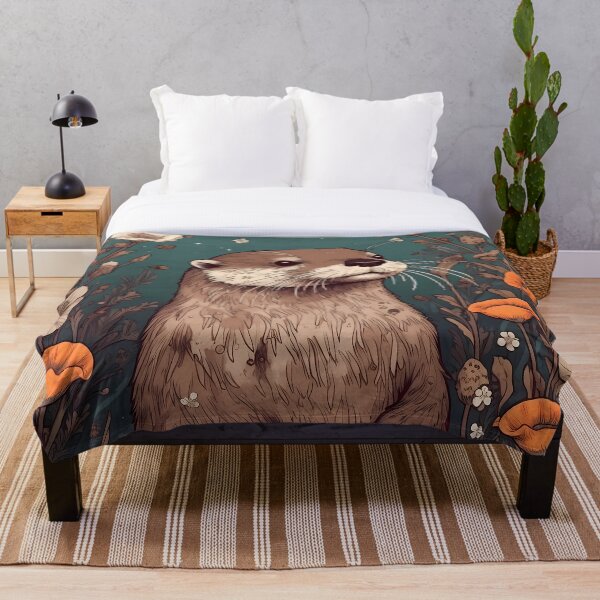 Artikelvorschau, Otter-Illustration in einem Blumenfeld entworfen und verkauft von 11pixeli.