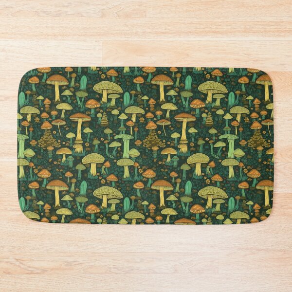 Item preview, Illustrated Green Mushroom Repeating Pattern designed and sold by squabdesigns.