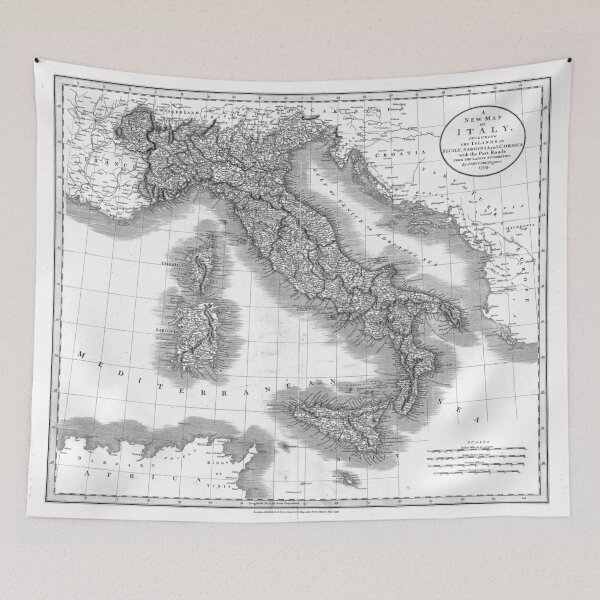 Item preview, Vintage Map of Italy (1799) BW  designed and sold by BravuraMedia.