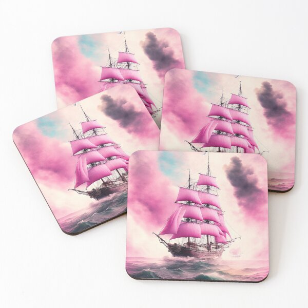 Item preview, Pink Sails - dream brigantine designed and sold by SimpleWallArt.