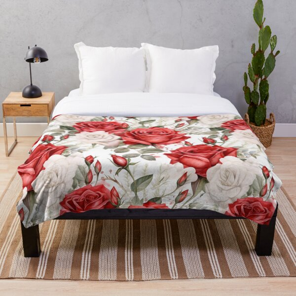 Artikelvorschau, Aquarell-rote und weiße Rosen, nahtloses Muster entworfen und verkauft von PatternStudios.