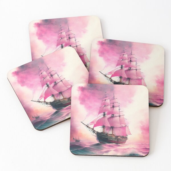 Item preview, Pink Sails - dream brigantine designed and sold by SimpleWallArt.