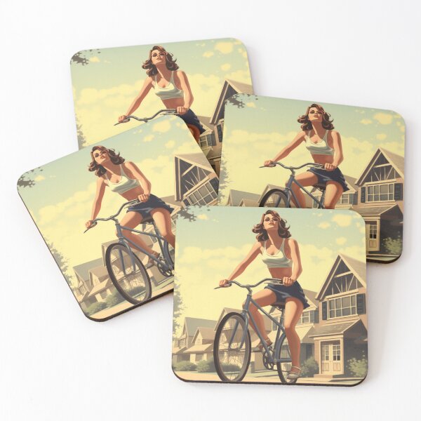 Item preview, A Pin Up Girl Riding a Bicycle designed and sold by GoodOldVintage.
