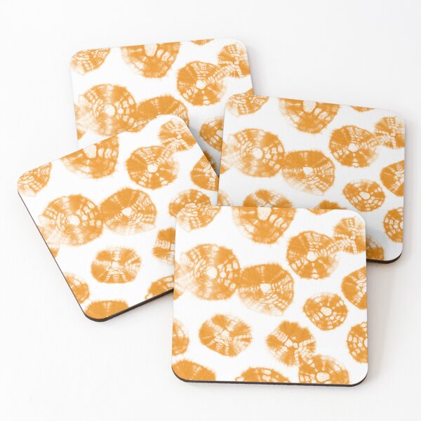 Item preview, Shibori Kumo orange dots over white designed and sold by marufemia.