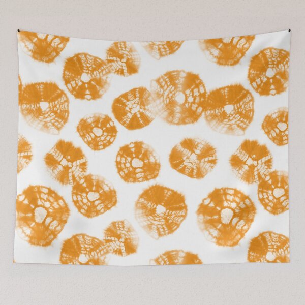 Item preview, Shibori Kumo orange dots over white designed and sold by marufemia.