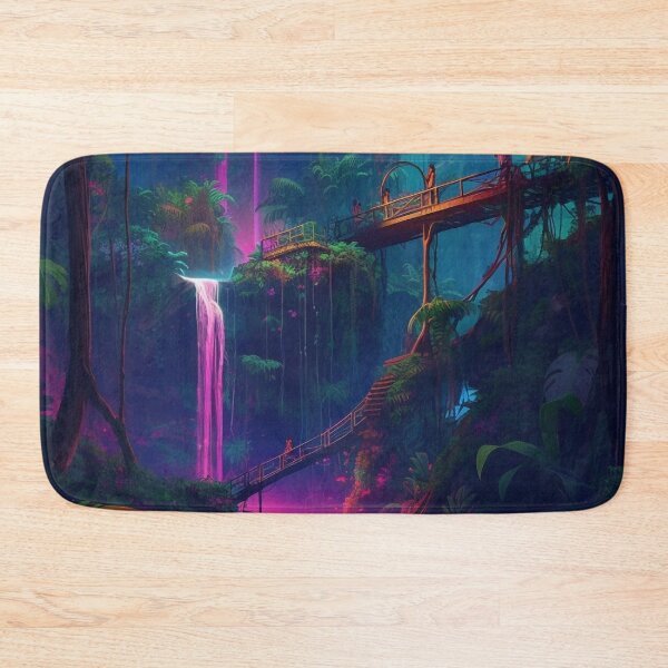 Item preview, Neon Jungle Waterfalls - Enigmatic Tropics Art designed and sold by OdysseyArtworks.