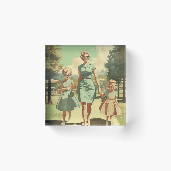 Item preview, A Classic Pin Up Woman and Her Daughters at the Park designed and sold by GoodOldVintage.