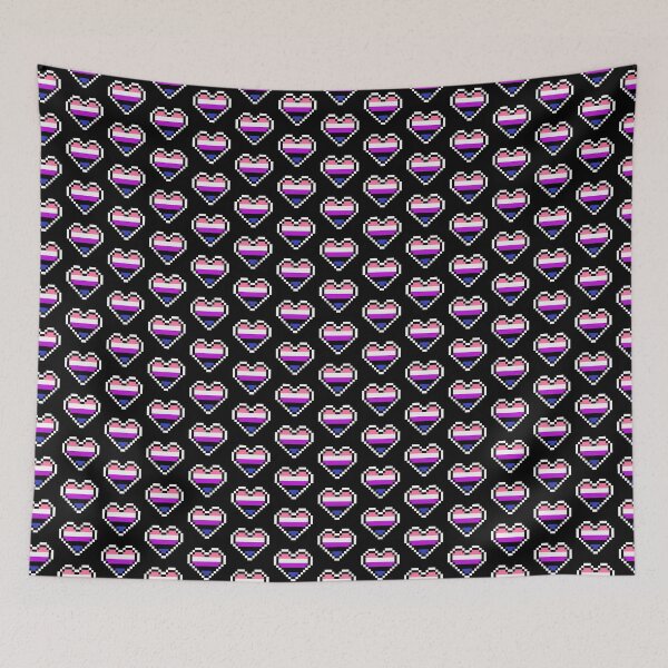 Item preview, Heart flag from Género fluido / Gender fluid community pixel art black background designed and sold by Axel-Speed.
