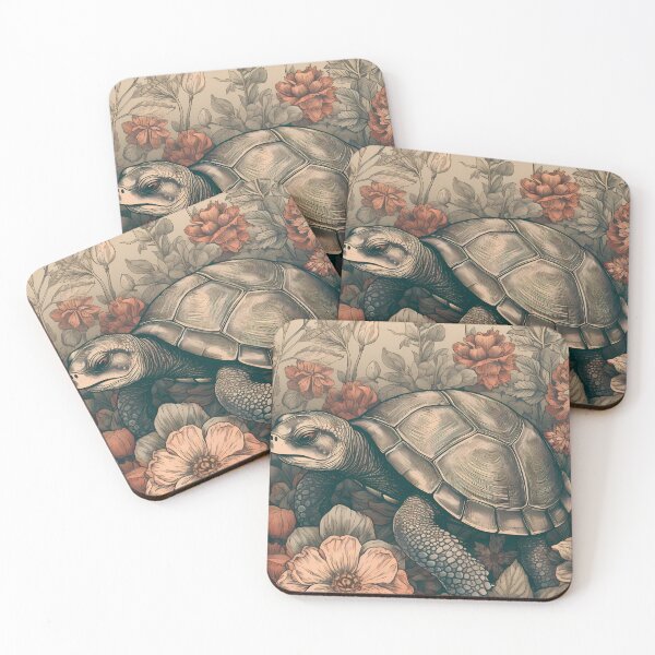 Item preview, Turtle in a field of flowers Illustration designed and sold by 11pixeli.