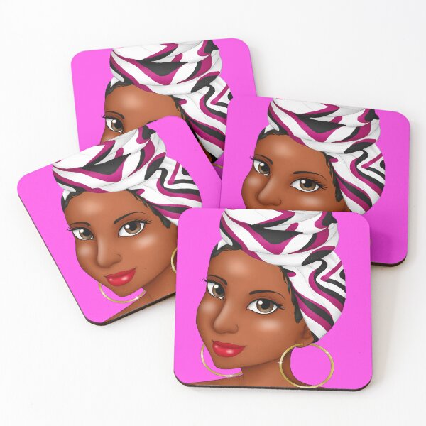 Item preview, Black Woman Wearing Colorful African Headwrap & Hoop Earrings designed and sold by Deanna McRae.