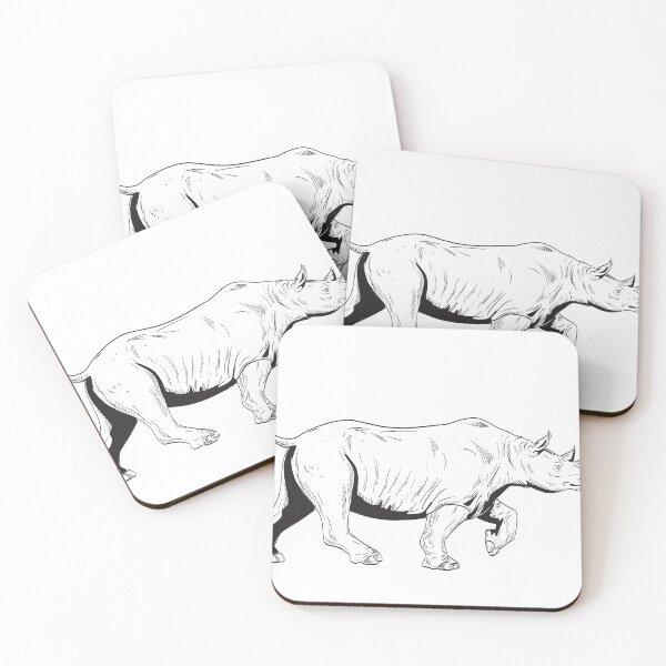 Item preview, Rhinoceros or Rhino Charging Side View Comics Style Drawing  designed and sold by patrimonio.