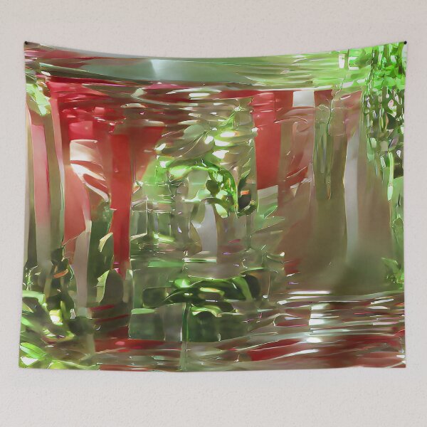 Aperçu de l'œuvre Glimmering Green and Red Flowing Waterfall créée et vendue par deniselynnimage.