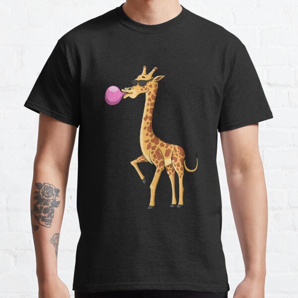 Funny Blowing Bubble Gum Giraffe Animal Lover Chewing Candy Shirt