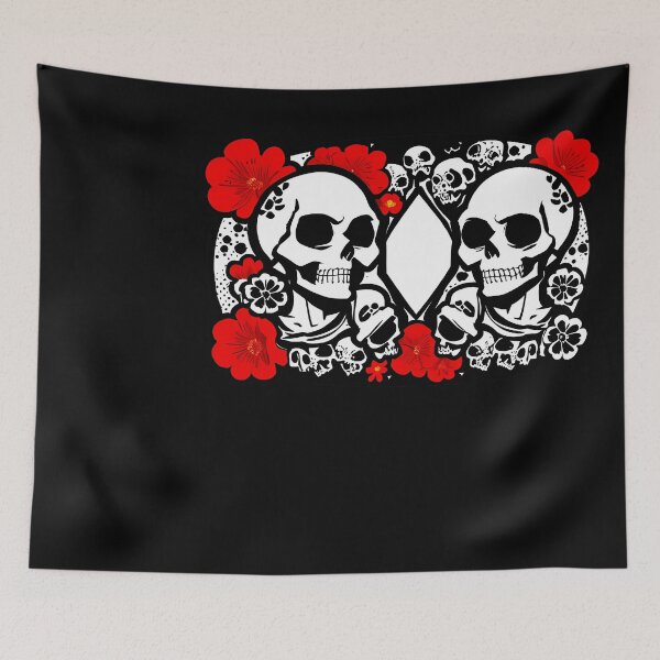 Item preview, Fiery Blossoms: Fierce Skull Surrounded by Fiery Flowers designed and sold by Mechanical-Artt.
