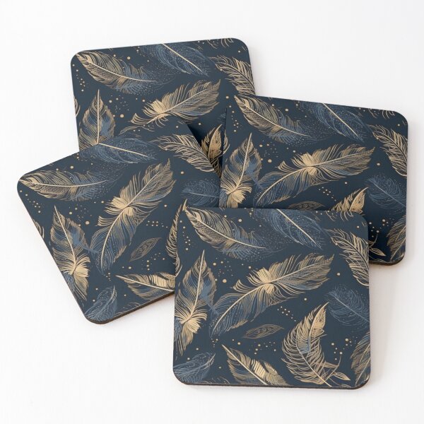 Item preview, Gold and blue color feathers flying freely (Customized) designed and sold by Lotusticker.
