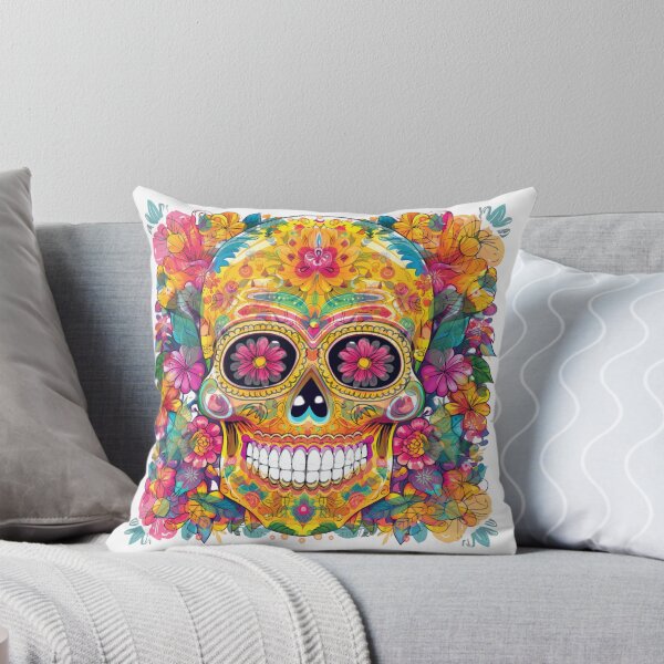 Item preview, flower colored smiling skull designed and sold by FreeFlowSoul.