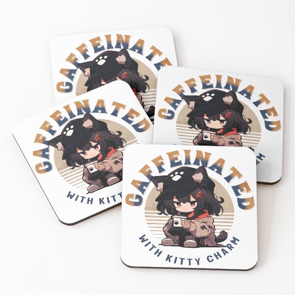 Item preview, Caffeinated with kitty charm designed and sold by Chibi Cat Art Corner.