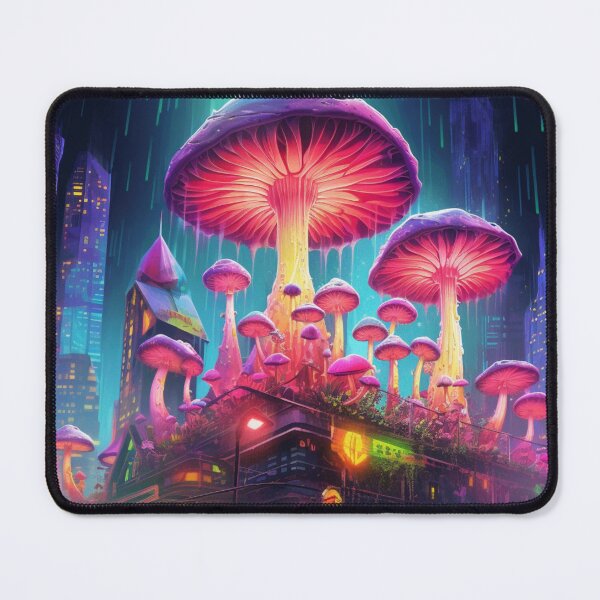 Item preview, Neon Fantasy Mushroom Art: Cyberpunk Fusion of Nature and Futuristic Vibes designed and sold by RIAiCreations.