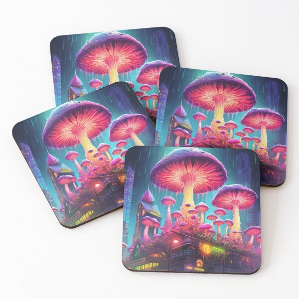 Item preview, Neon Fantasy Mushroom Art: Cyberpunk Fusion of Nature and Futuristic Vibes designed and sold by RIAiCreations.