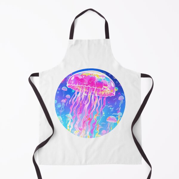 Item preview, a colorful jellyfish on a blue background designed and sold by Carmillai.