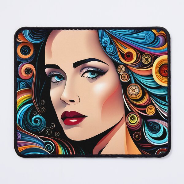 Item preview, Female face with quilled paper effect hair and butterfly designed and sold by hadleysheart.