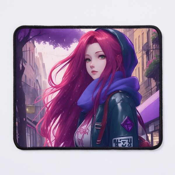 Artikelvorschau, Bezauberndes rosahaariges Anime-Mädchen, das durch einen gepflasterten Weg spaziert – ein skurriler Kunstdruck entworfen und verkauft von Isekai-Merch.